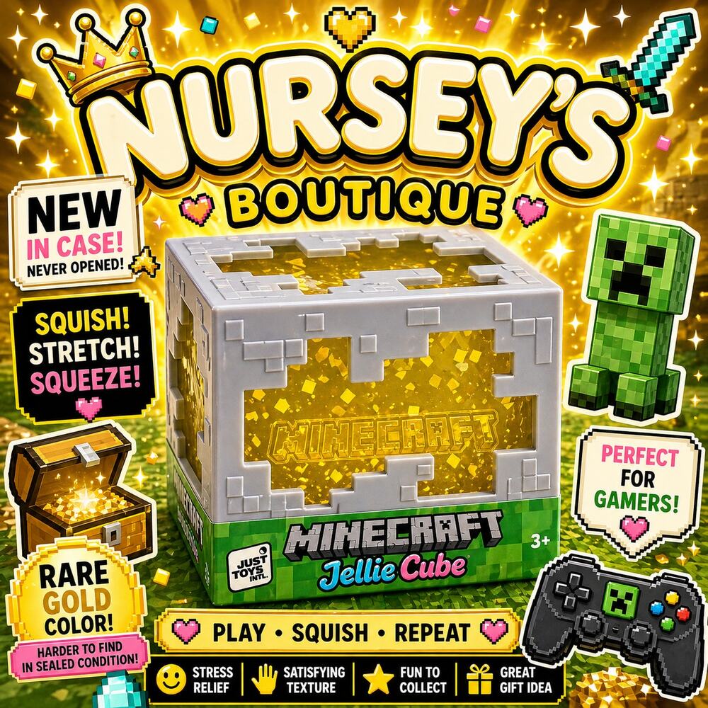 Minecraft Jellie Cube Yellow Gold Squishy NEW IN CASE Rare Fidget